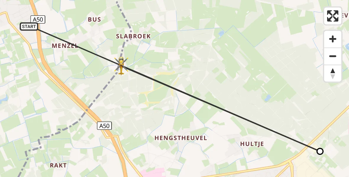 Vluchtroute Traumahelikopter Nistelrode - Uden, 14 augustus 2026, 16:46