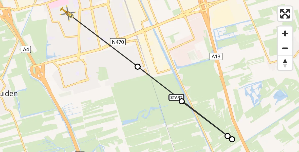 Vluchtroute Traumahelikopter Delft - Delft, 14 augustus 2026, 16:49