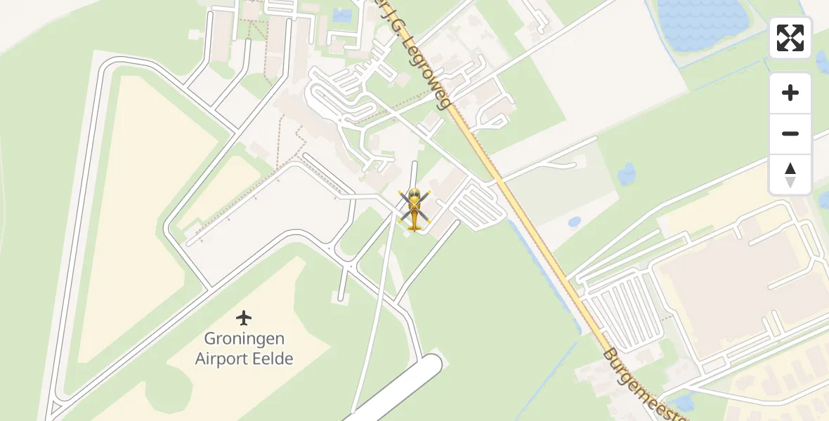 Vluchtroute Traumahelikopter Groningen Airport Eelde - Groningen Airport Eelde, 14 augustus 2026, 17:35