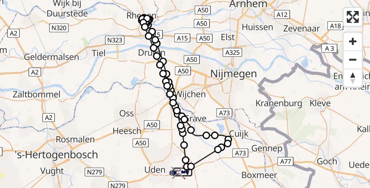 Vluchtroute Politiehelikopter Vliegbasis Volkel - Vliegbasis Volkel, 14 augustus 2026, 18:28