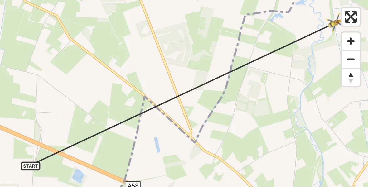 Vluchtroute Traumahelikopter Moergestel - Oirschot, 14 augustus 2026, 21:22