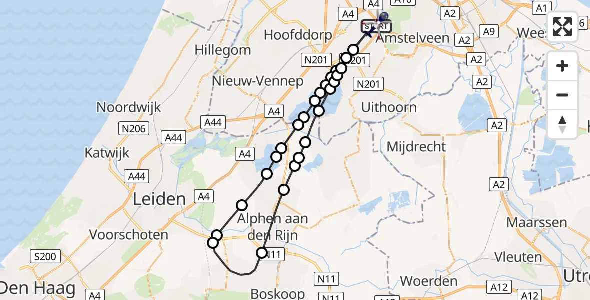 Vluchtroute Politiehelikopter Amsterdam Vliegveld Schiphol - Amsterdam Vliegveld Schiphol, 14 augustus 2026, 21:47
