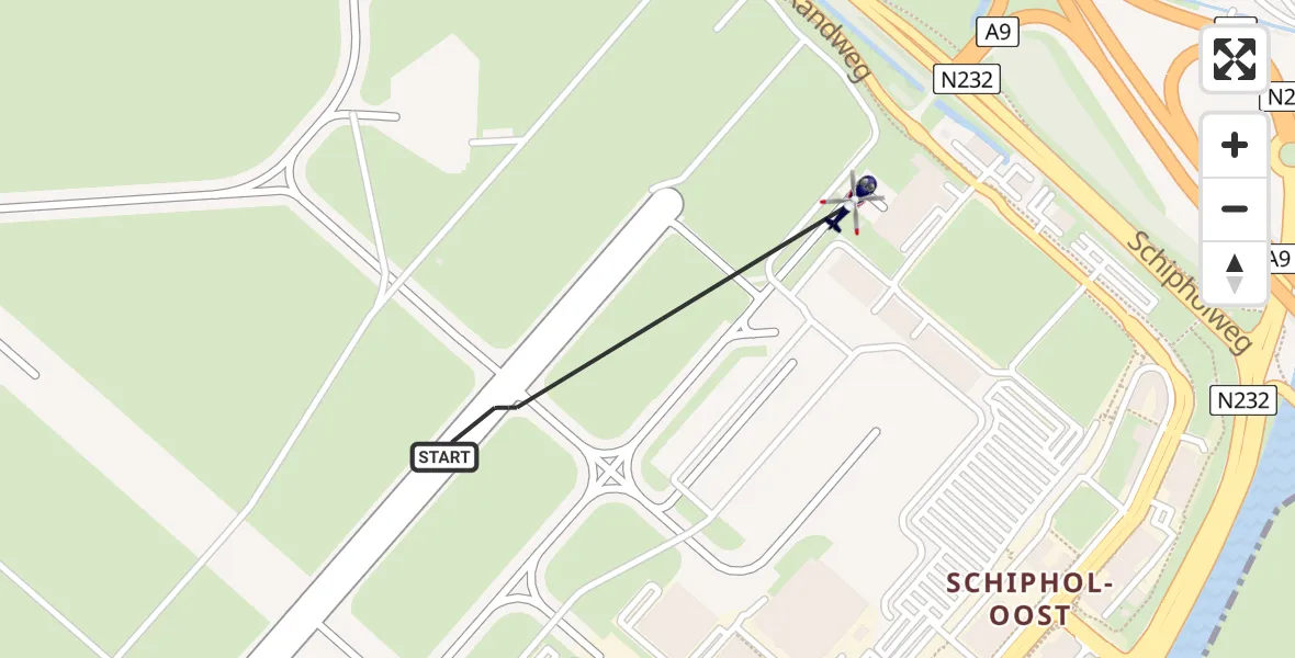 Vluchtroute Politiehelikopter Amsterdam Vliegveld Schiphol - Amsterdam Vliegveld Schiphol, 14 augustus 2026, 22:12