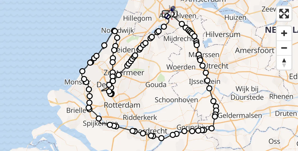 Vluchtroute Politiehelikopter Amsterdam Vliegveld Schiphol - Amsterdam Vliegveld Schiphol, 15 augustus 2026, 07:07