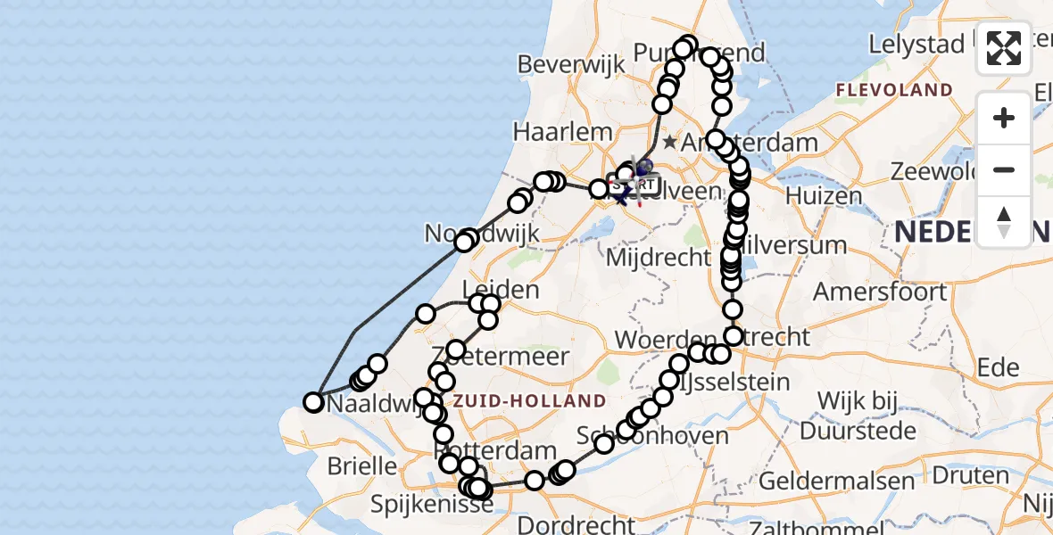 Vluchtroute Politiehelikopter Amsterdam Vliegveld Schiphol - Amsterdam Vliegveld Schiphol, 15 augustus 2026, 09:10