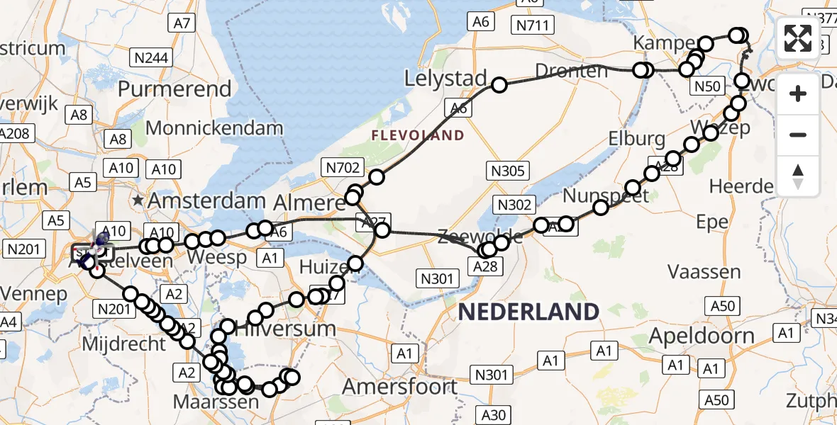 Vluchtroute Politiehelikopter Amsterdam Vliegveld Schiphol - Amsterdam Vliegveld Schiphol, 15 augustus 2026, 10:04