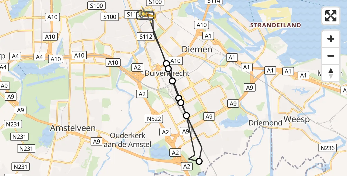 Vluchtroute Traumahelikopter Amsterdam - Amsterdam, 15 augustus 2026, 13:17