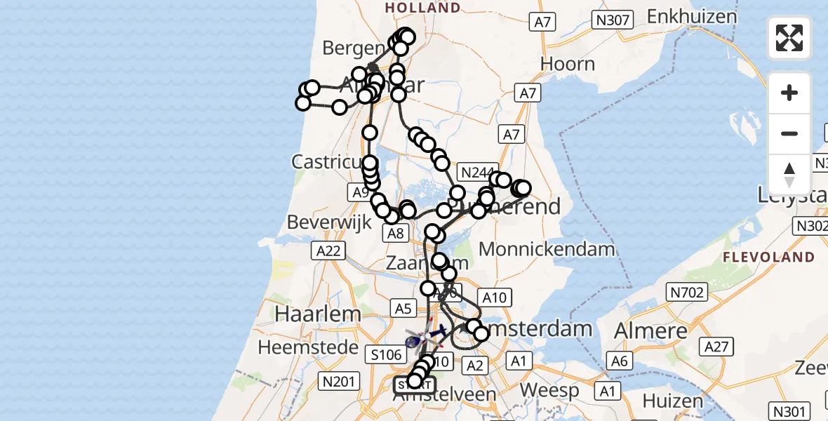 Vluchtroute Politiehelikopter Amsterdam Vliegveld Schiphol - Amsterdam, 15 augustus 2026, 13:35