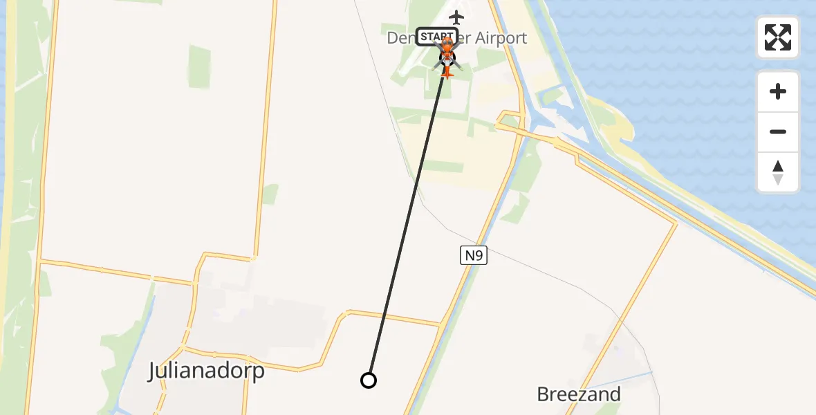 Vluchtroute Kustwachthelikopter Militair vliegveld De Kooy / Den Helder Airport - Militair vliegveld De Kooy / Den Helder Airport, 15 augustus 2026, 14:03
