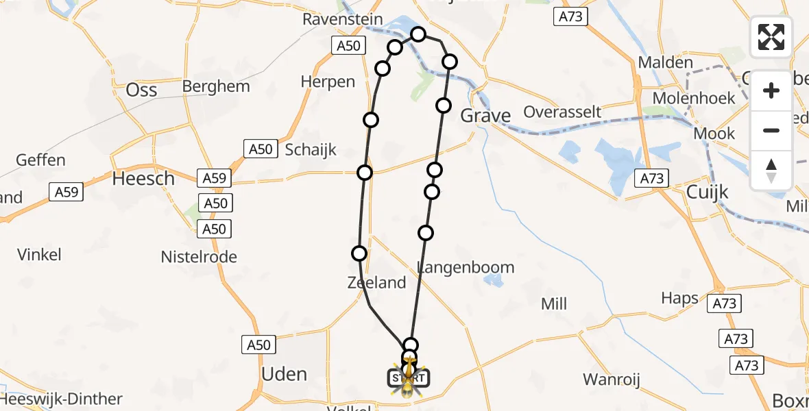 Vluchtroute Traumahelikopter Vliegbasis Volkel - Vliegbasis Volkel, 15 augustus 2026, 14:14