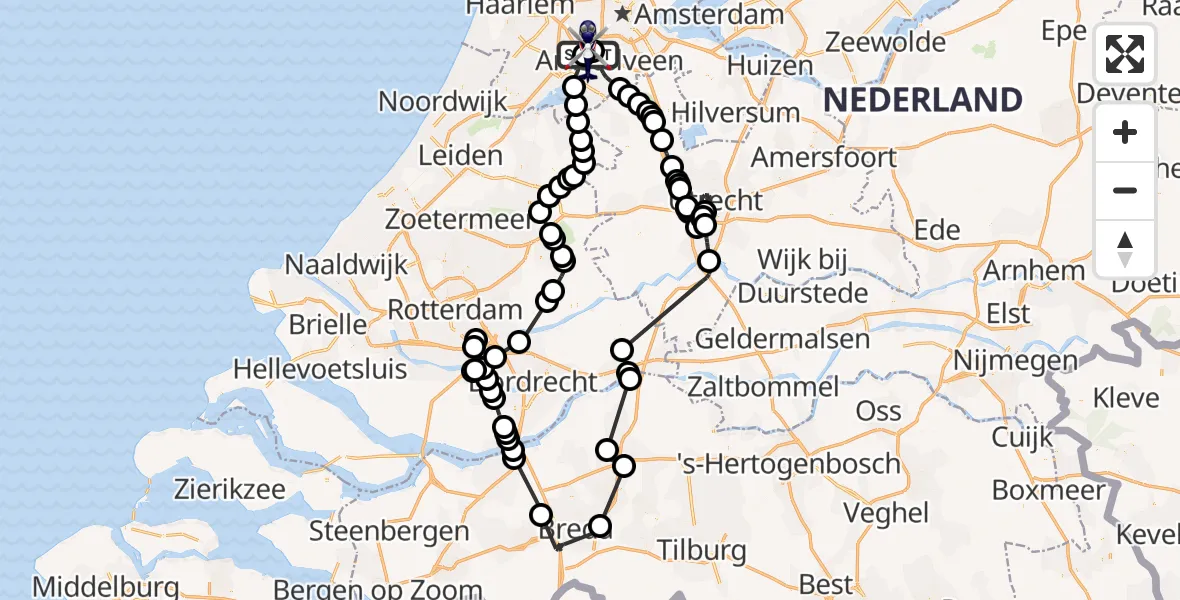 Vluchtroute Politiehelikopter Amsterdam Vliegveld Schiphol - Amsterdam Vliegveld Schiphol, 15 augustus 2026, 17:05