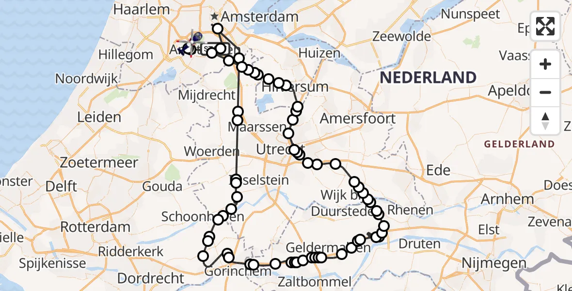 Vluchtroute Politiehelikopter Amstelveen - Amsterdam Vliegveld Schiphol, 15 augustus 2026, 18:06