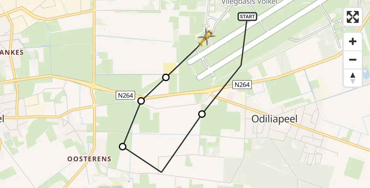 Vluchtroute Traumahelikopter Vliegbasis Volkel - Vliegbasis Volkel, 15 augustus 2026, 20:43