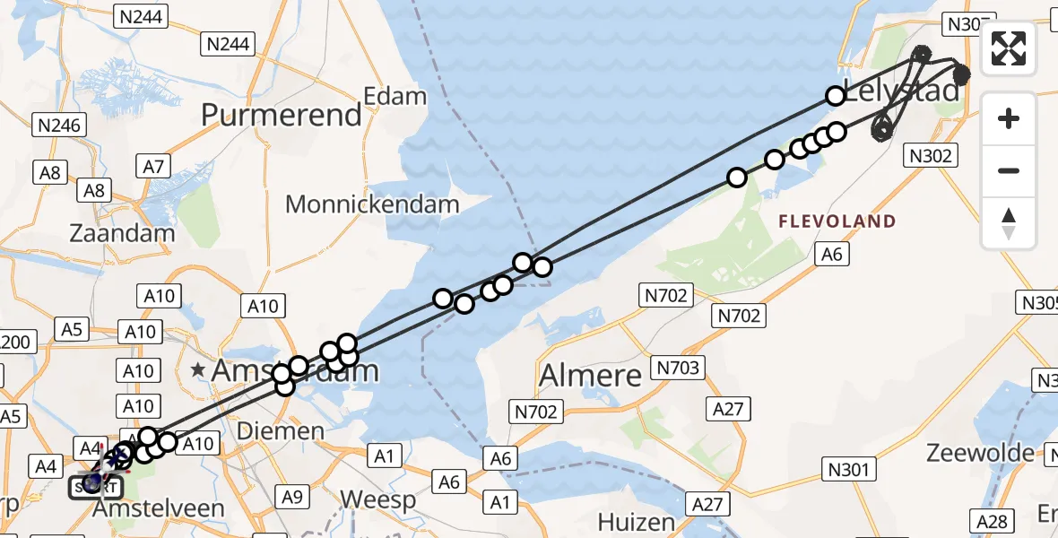 Vluchtroute Politiehelikopter Amsterdam Vliegveld Schiphol - Badhoevedorp, 15 augustus 2026, 21:51