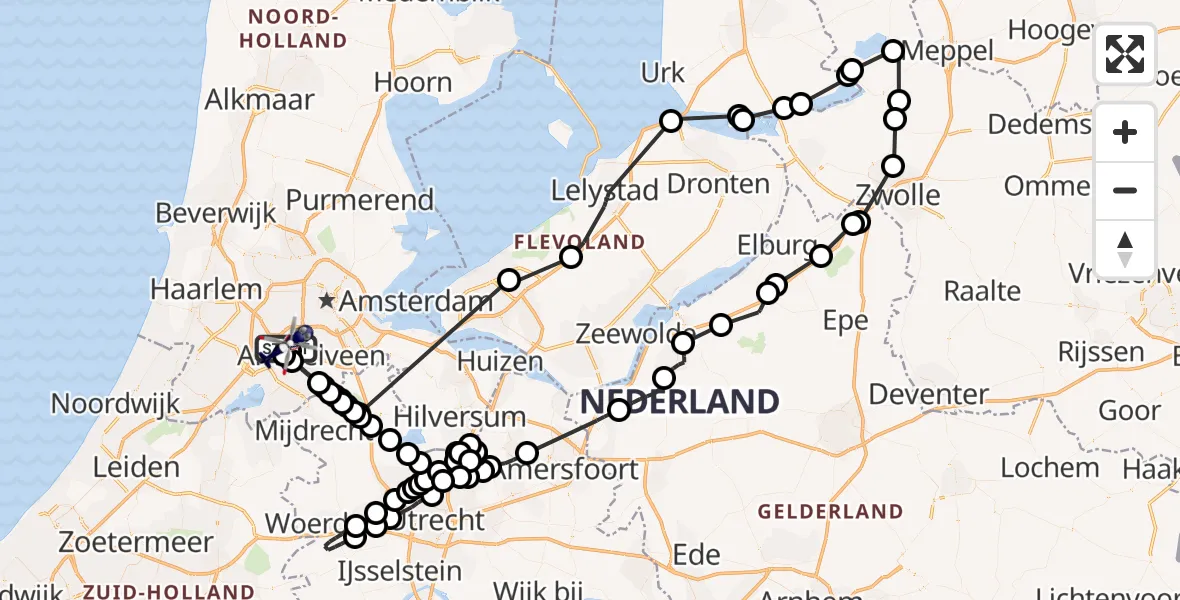 Vluchtroute Politiehelikopter Amsterdam Vliegveld Schiphol - Amsterdam Vliegveld Schiphol, 16 augustus 2026, 09:03
