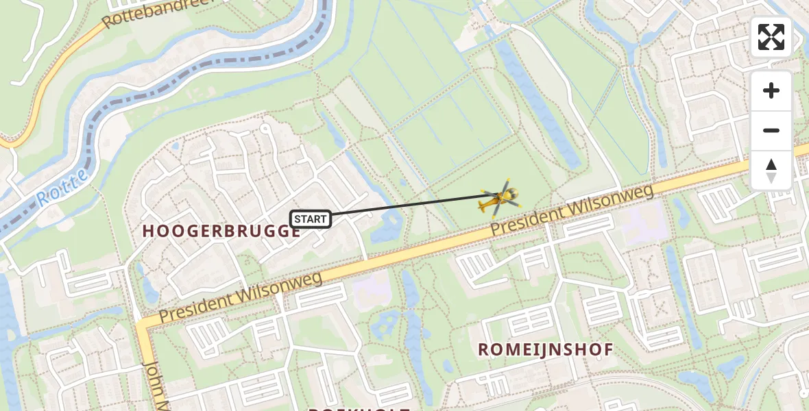 Vluchtroute Traumahelikopter Rotterdam - Rotterdam, 16 augustus 2026, 09:08