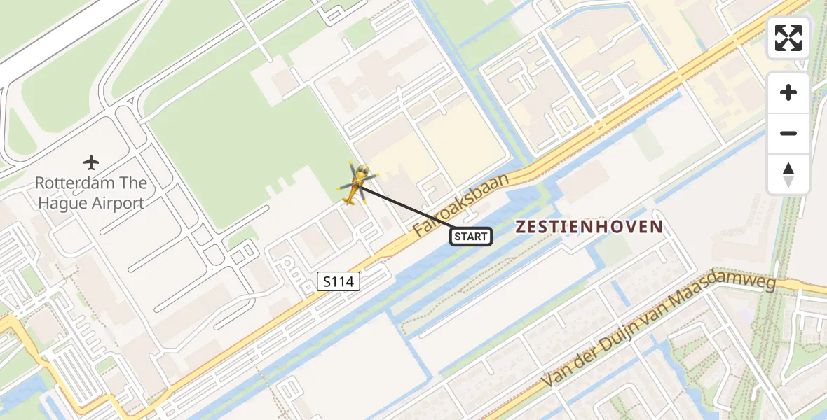 Vluchtroute Traumahelikopter Rotterdam The Hague Airport - Rotterdam The Hague Airport, 16 augustus 2026, 10:01