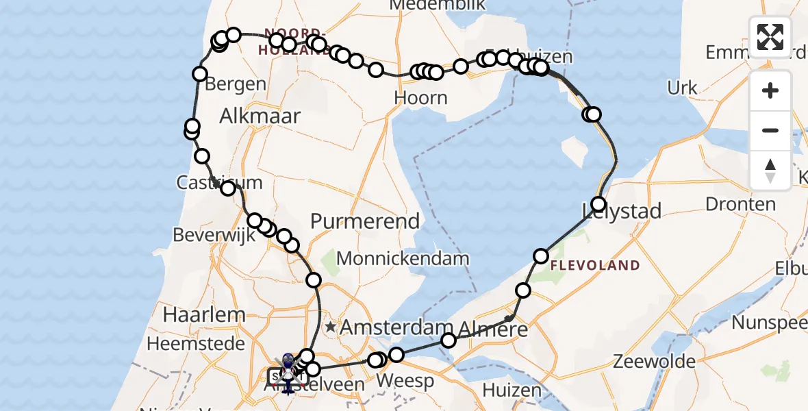 Vluchtroute Politiehelikopter Amsterdam Vliegveld Schiphol - Amsterdam Vliegveld Schiphol, 16 augustus 2026, 10:37