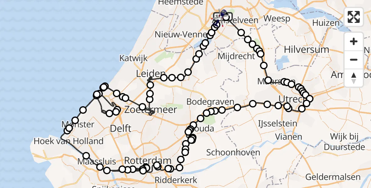 Vluchtroute Politiehelikopter Amsterdam Vliegveld Schiphol - Amsterdam Vliegveld Schiphol, 16 augustus 2026, 13:14