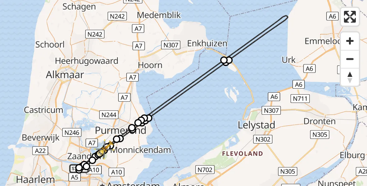 Vluchtroute Traumahelikopter Amsterdam Heliport - Den Ilp, 16 augustus 2026, 14:03