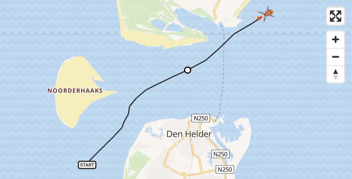 Vluchtroute Kustwachthelikopter Noordzee - Waddenzee, 16 augustus 2026, 14:31