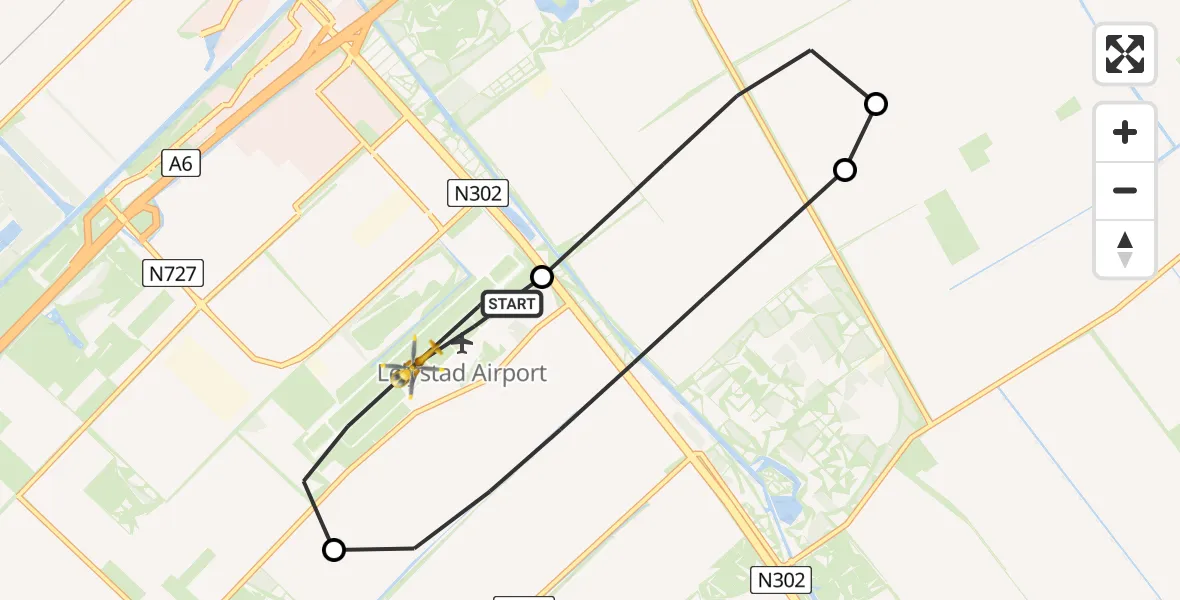 Vluchtroute Ambulancehelikopter Lelystad Airport - Lelystad Airport, 16 augustus 2026, 14:41