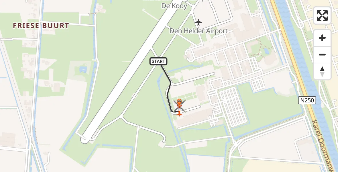 Vluchtroute Kustwachthelikopter Militair vliegveld De Kooy / Den Helder Airport - Militair vliegveld De Kooy / Den Helder Airport, 16 augustus 2026, 14:57