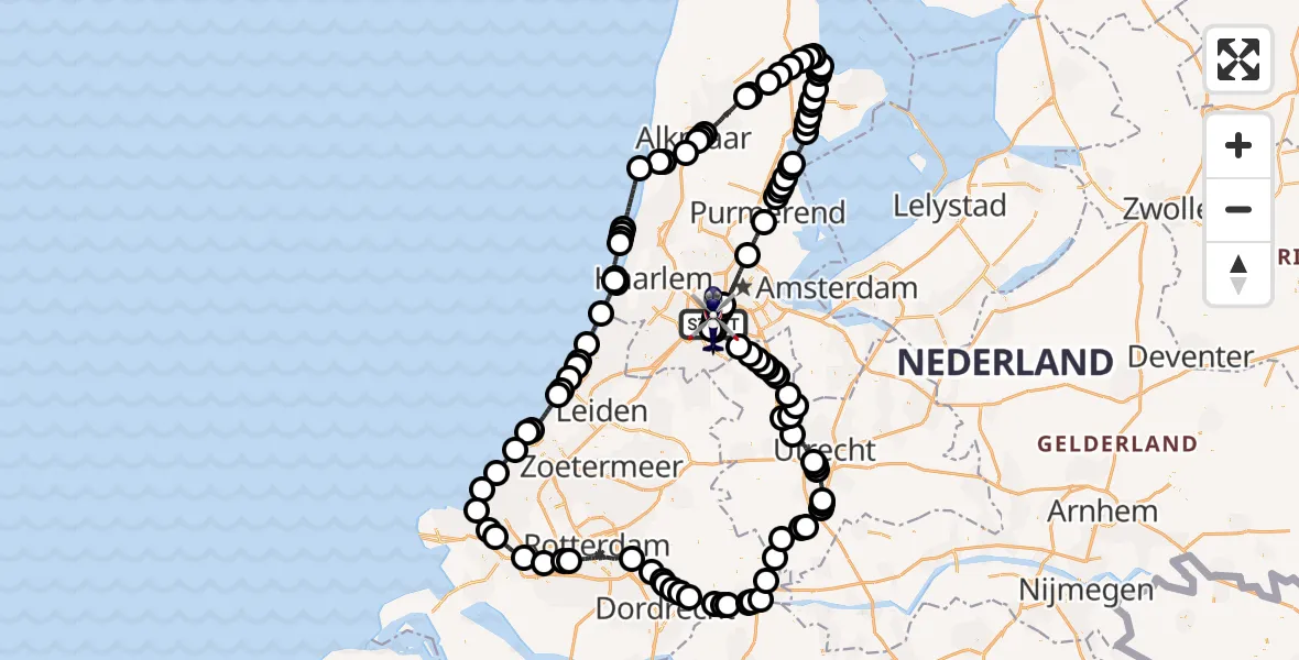 Vluchtroute Politiehelikopter Amsterdam Vliegveld Schiphol - Amsterdam Vliegveld Schiphol, 16 augustus 2026, 15:21