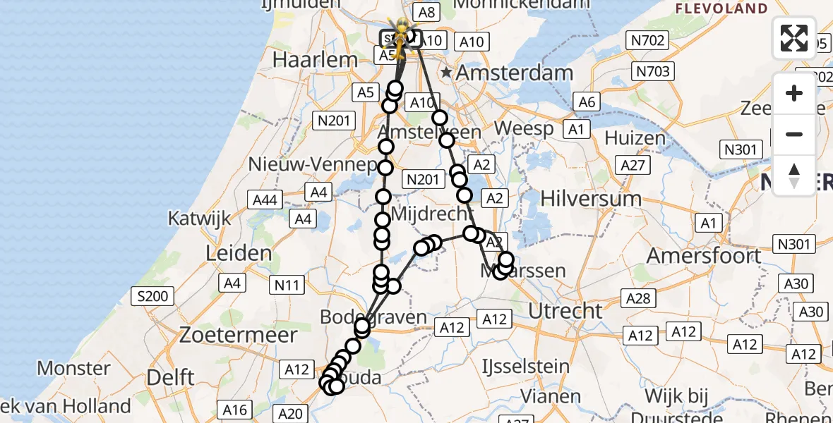 Vluchtroute Traumahelikopter Amsterdam Heliport - Amsterdam Heliport, 16 augustus 2026, 15:22