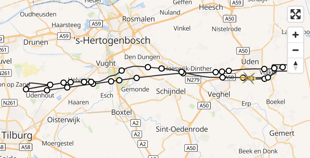 Vluchtroute Traumahelikopter Vliegbasis Volkel - Uden, 16 augustus 2026, 15:56
