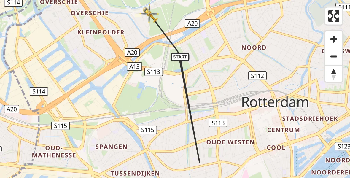 Vluchtroute Traumahelikopter Rotterdam - Rotterdam, 16 augustus 2026, 16:53