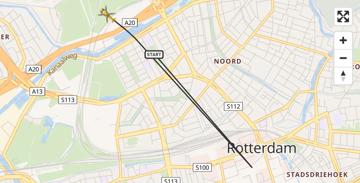 Vluchtroute Traumahelikopter Rotterdam - Rotterdam, 16 augustus 2026, 18:09