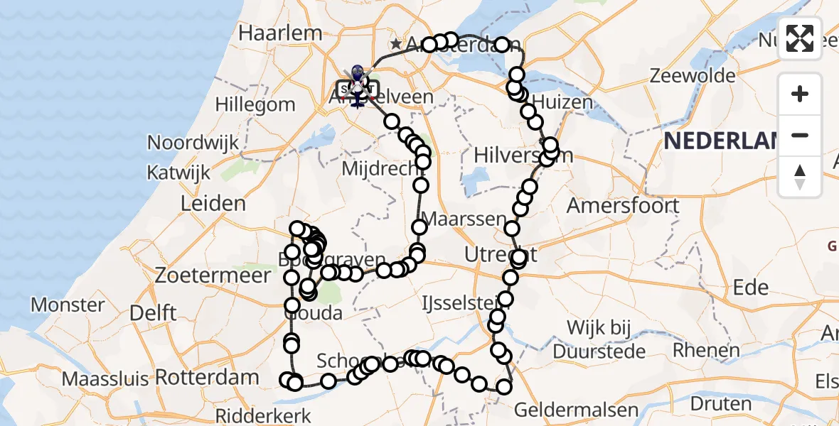 Vluchtroute Politiehelikopter Amsterdam Vliegveld Schiphol - Amsterdam Vliegveld Schiphol, 17 augustus 2026, 07:59