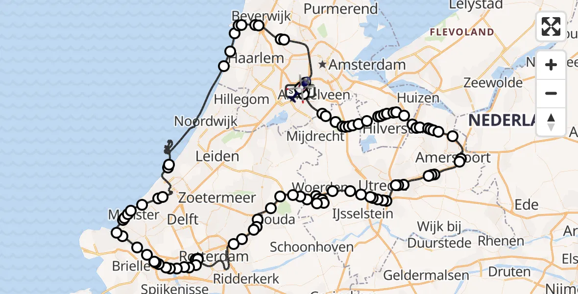 Vluchtroute Politiehelikopter Amsterdam Vliegveld Schiphol - Amsterdam Vliegveld Schiphol, 17 augustus 2026, 09:39