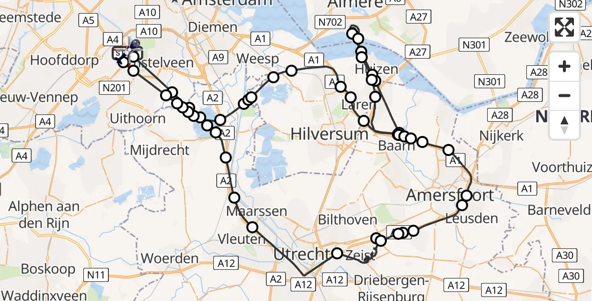 Vluchtroute Politiehelikopter Amsterdam Vliegveld Schiphol - Amsterdam Vliegveld Schiphol, 17 augustus 2026, 10:47