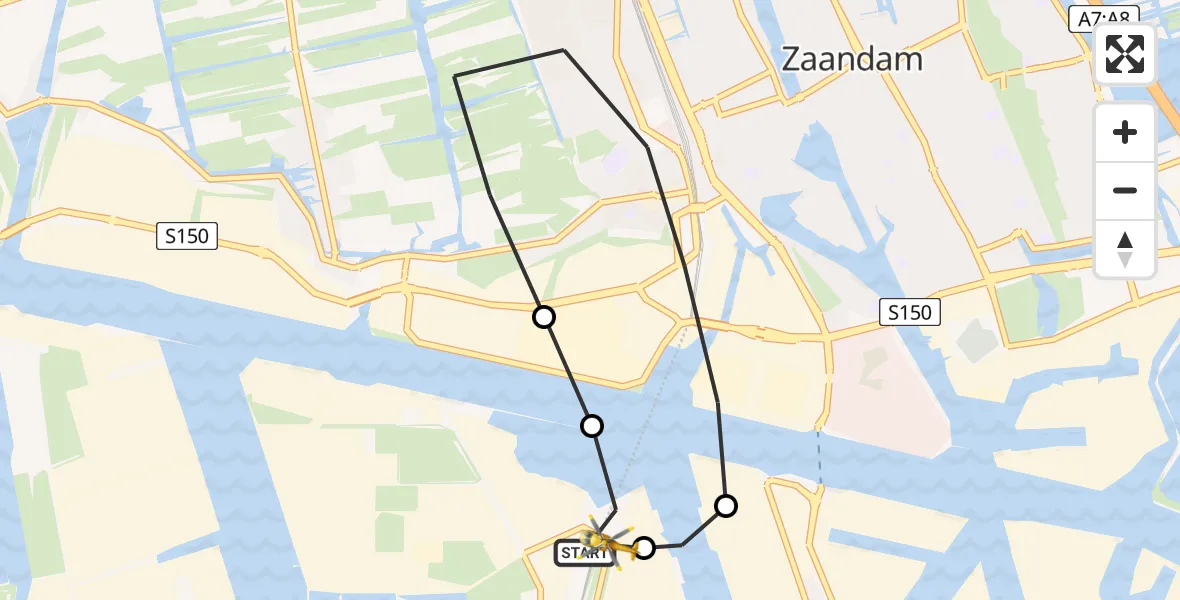 Vluchtroute Traumahelikopter Amsterdam Heliport - Amsterdam Heliport, 17 augustus 2026, 11:19