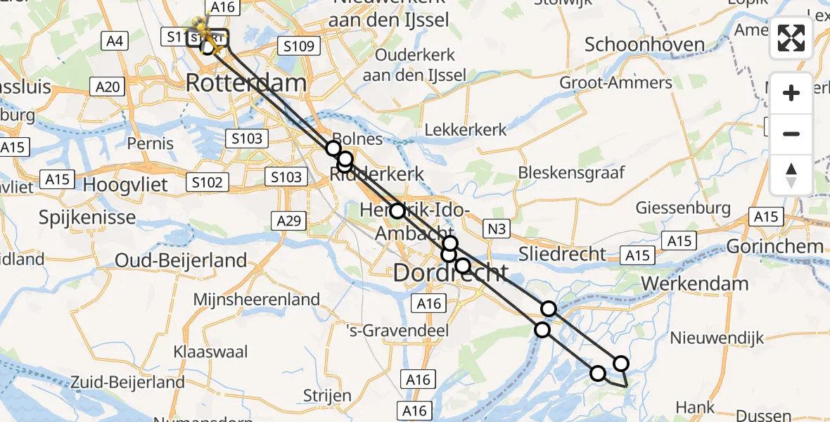 Vluchtroute Traumahelikopter Rotterdam The Hague Airport - Rotterdam The Hague Airport, 17 augustus 2026, 11:31