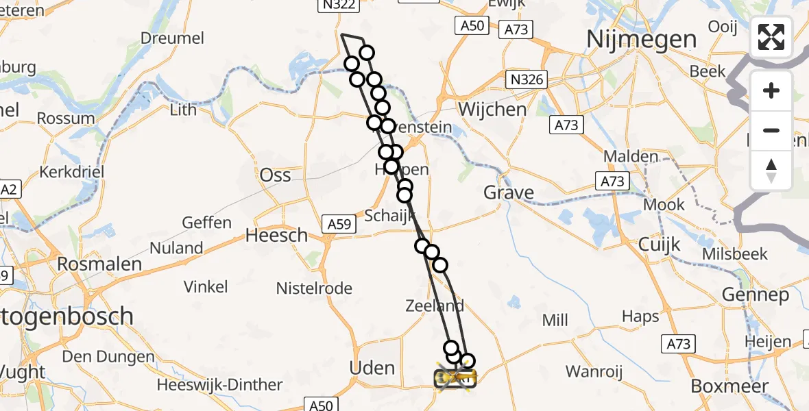 Vluchtroute Traumahelikopter Vliegbasis Volkel - Vliegbasis Volkel, 17 augustus 2026, 11:49