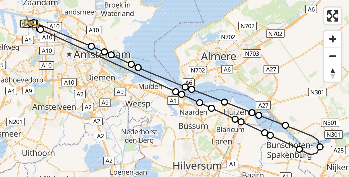 Vluchtroute Traumahelikopter Amsterdam Heliport - Amsterdam Heliport, 17 augustus 2026, 12:11