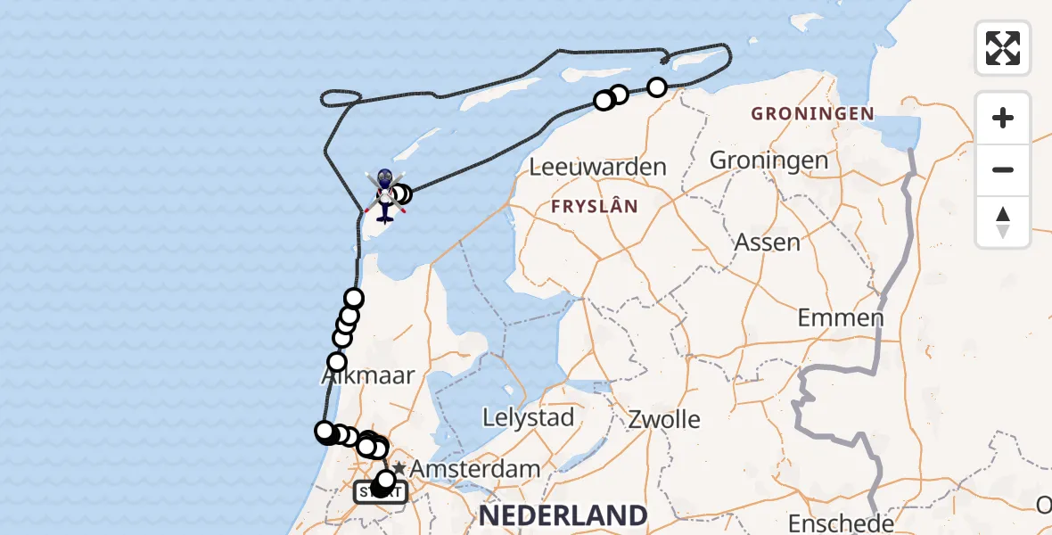 Vluchtroute Politiehelikopter Amsterdam Vliegveld Schiphol - Texel International Airport, 17 augustus 2026, 13:40