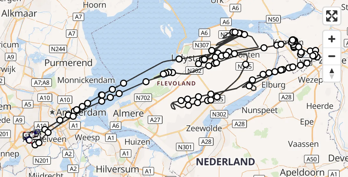 Vluchtroute Politiehelikopter Amsterdam Vliegveld Schiphol - Amsterdam Vliegveld Schiphol, 17 augustus 2026, 13:51