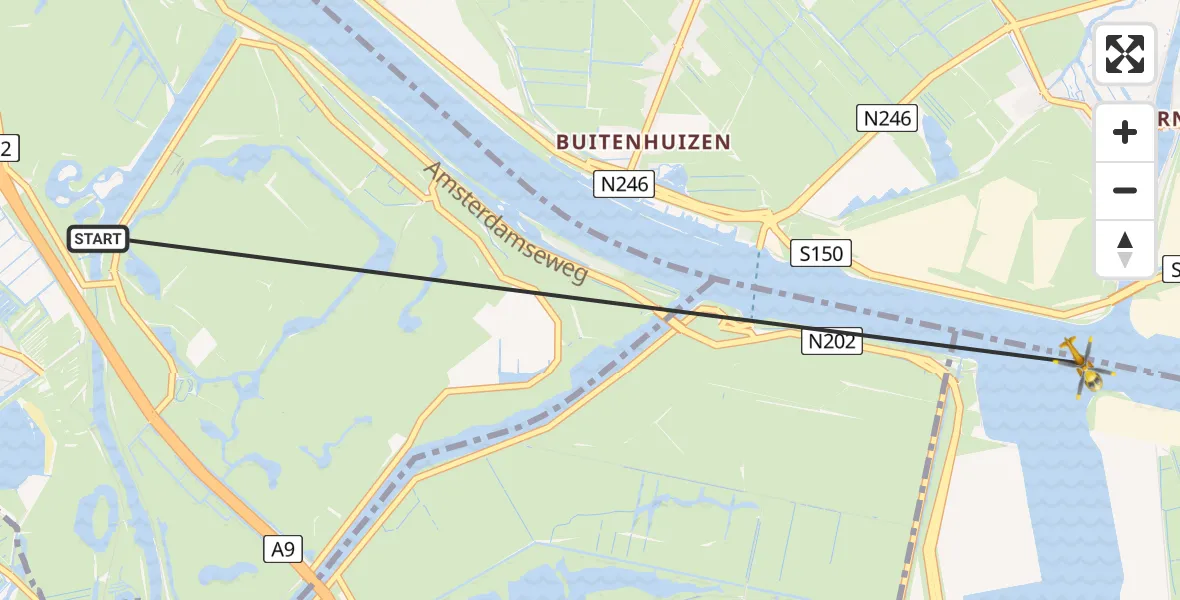 Vluchtroute Traumahelikopter Velsen-Zuid - Amsterdam, 17 augustus 2026, 14:00