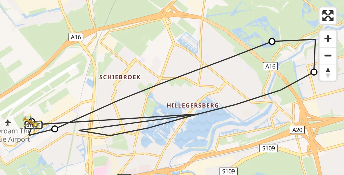 Vluchtroute Traumahelikopter Rotterdam The Hague Airport - Rotterdam The Hague Airport, 17 augustus 2026, 15:26