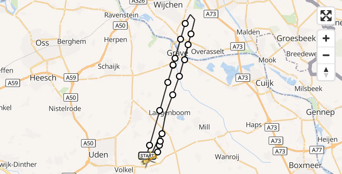 Vluchtroute Traumahelikopter Vliegbasis Volkel - Vliegbasis Volkel, 17 augustus 2026, 15:40
