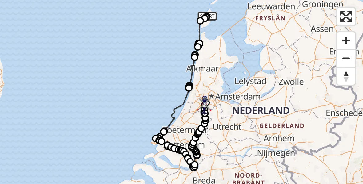 Vluchtroute Politiehelikopter Texel International Airport - Amsterdam Vliegveld Schiphol, 17 augustus 2026, 17:08