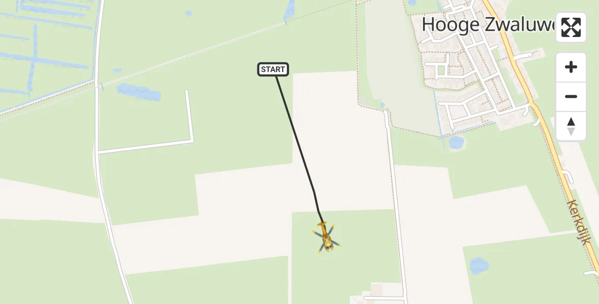 Vluchtroute Traumahelikopter Hooge Zwaluwe - Hooge Zwaluwe, 17 augustus 2026, 18:28