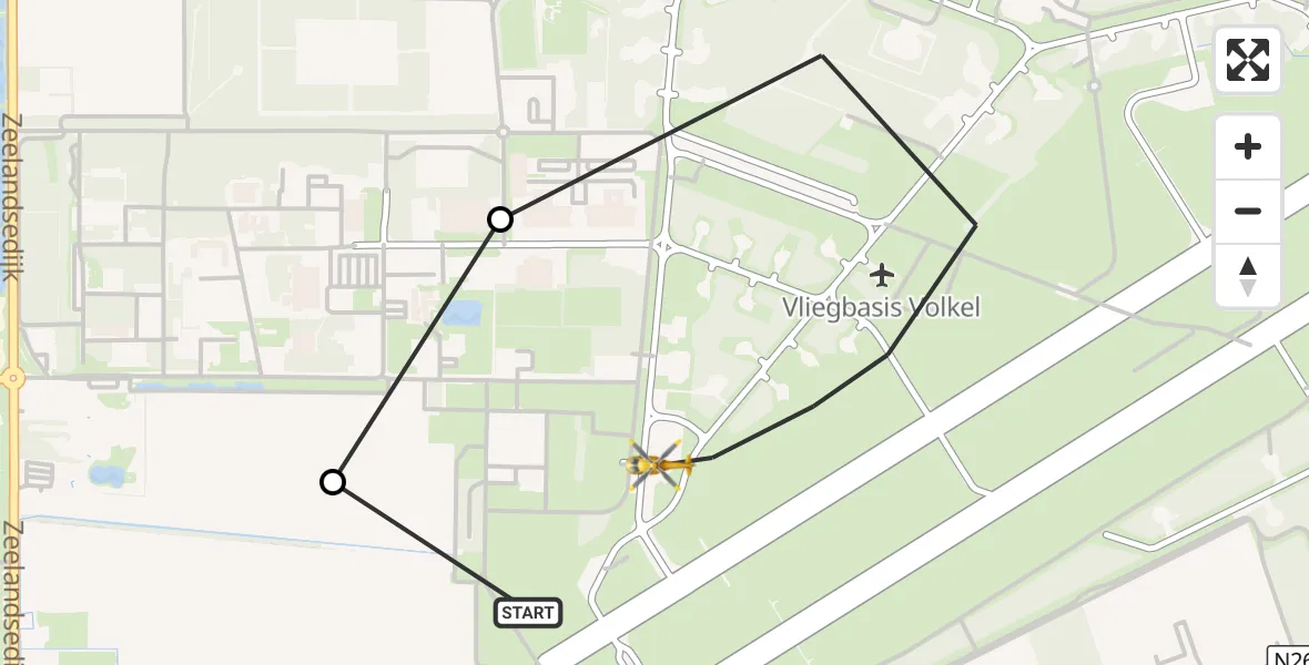 Vluchtroute Traumahelikopter Vliegbasis Volkel - Vliegbasis Volkel, 18 augustus 2026, 08:37