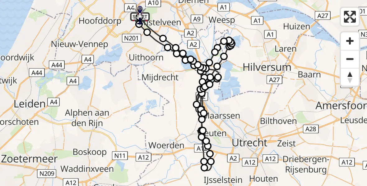 Vluchtroute Politiehelikopter Amsterdam Vliegveld Schiphol - Amsterdam Vliegveld Schiphol, 18 augustus 2026, 10:53