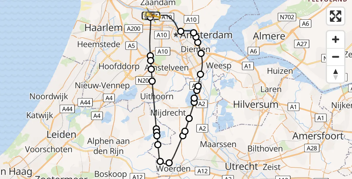 Vluchtroute Traumahelikopter Amsterdam Heliport - Amsterdam Heliport, 18 augustus 2026, 12:44