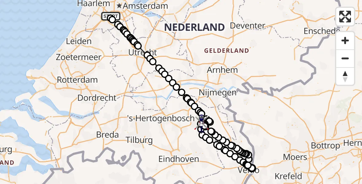 Vluchtroute Politiehelikopter Amsterdam Vliegveld Schiphol - Odiliapeel, 18 augustus 2026, 13:44